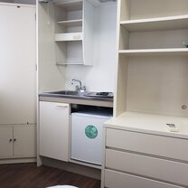 This was where the closet and other storage space was, and the stove, I got the corner room so the layout was different compared to my friends